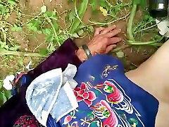 chinese grandmother in nature