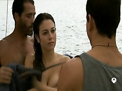 Blanca Suarez topless but covered show us her huge bosom