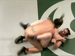 Busty girls wrestling - winner ravages loser