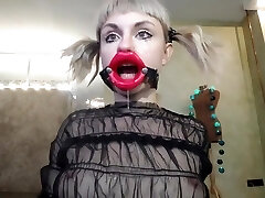 PIGHOLE RED LIPS MOUTH BLOWJOB Ash-blonde PIGTAILS DEEPTHROAT