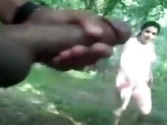 Lewd inexperienced exhibitionist is fond of jerking his dick outdoors