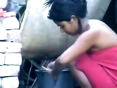 wow... outstanding desi village woman bathing outside