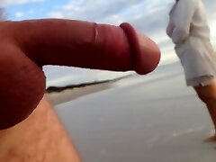 Public erection CFNM beach tryst between lady and male exhibitionist