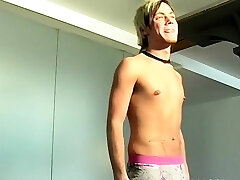 Blond emo lads Bradley Bishop cums after masturbating solo