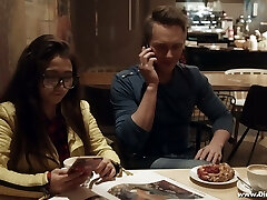 Nerdy brunette in glasses Little Candy is fucked hard by horny man