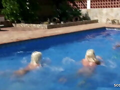 German Mature Tempt Young Boy to Pulverize at Pool in Holiday