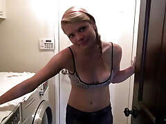 Little Taylor Masturbate Macro Shot on top Washing Machine