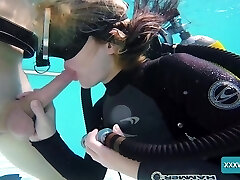 Indeed naughty scuba diver Monica is ready to work on jizz-shotgun underwater