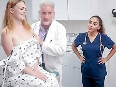 PervDoctor - Curvy Teen Needs Special Treatment And Lets Her Medic And Nurse To Take Care Of Her