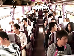 Japanese teen groupsex activity babes on a bus