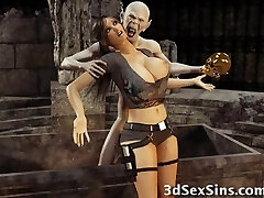 3D Zombie Smashes Lara Croft!