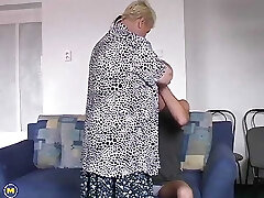 Fat Granny Helps Step Grandson to Spunk