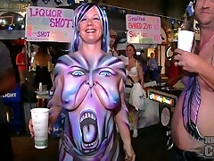 Beautiful Festival Damsels Exposing Their Skin Halloween Street Party Fa