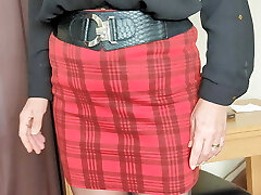 Mrs Sandie, 50+, skirt, half-top, pantyhose and heels.