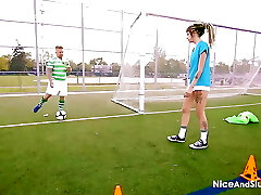 NiceAndSlutty Soccer Practicing with Emilie Martini and Loica Brand