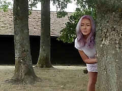 Outdoors CFNM fun with amazing Amber Green and best mates