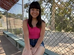 Teen with lil' tits and nice ass Mochi Mona showcases off creampied pussy