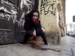 Crazy Chick Pissing In Street