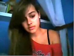 girl flashes her small tits and rubs her shaven honeypot standup