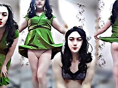 Green Luxurious Dress Cute Shemale Ladyboy Super-hot Body Sexy Dancer Cosplayer Model
