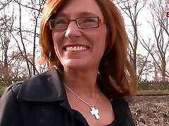 German old housewife approached on the street for sex casting