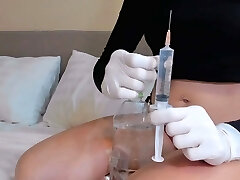 Two injections in the ass and anal masturbation