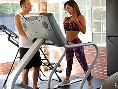 Buxom sweet honey Reena Sky lures her coach to ride him on top Buxom sweet honey Reena Sky lures her coach to ride him on top