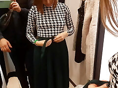 Sexy stranger asked me to shoot her in the fitting room on the smartphone