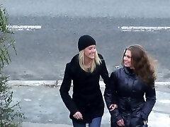 Teens model lingerie then have a threesome with an elderly guy