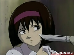 Cute hentai gets finger-banged and pussy fucked by bandit in the