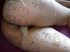 Found my creampied and covered in jizz wife after gangbang!