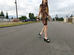 Longpussy, Dragging over a Kilogram (2.3 lbs) of chain off my Puss in a Sheer Sundress out for a Walk.