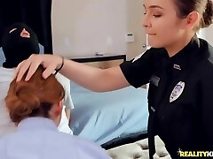 Two mischievous cops don't mind having kinky three-way for orgasm