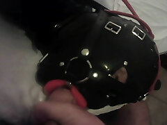 TEASER Laura is tied like a hog in latex catsuite and high heels, throated with a lip open mouth gag POV