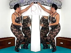 Black body stockings. Two teen girls posing in black mesh figure lingerie Sexy lingerie. MIX 1