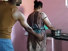 Aunty was working in the kitchen when I had hook-up with her