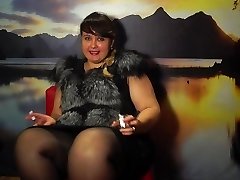 smokes, young plus-size hairy by a pussy