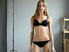 Extremely skinny girl in castings