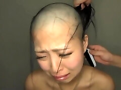 japanses chick head shaving