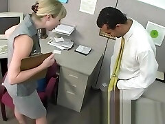 Bossy blondie office bitch dominates and humiliates workers