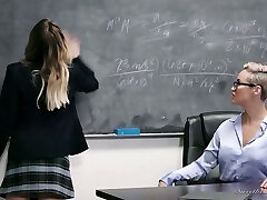 Stringent teacher in glasses Ryan Keely gets her pussy licked by sizzling college lady