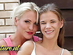 MatureNL Lesbian MILF Seduces Petite Teen and Bangs her Pussy with Dildo