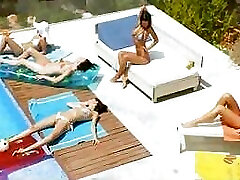 Naughty lesbians having fun at the pool