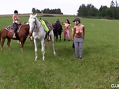 Crazy Susan G and other gals like to ride horses naked