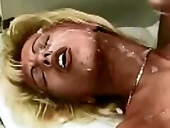 Classic facial german blonde gets the spunk in her eye