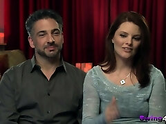 Swing couple wishing on some bisexual action at orgy