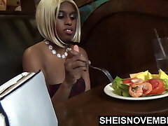 Eating Food In Public & Flash My Large Brown Breasts to Chief
