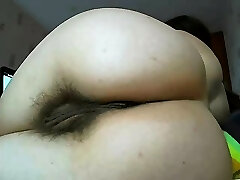 Close up hairy labia pounded