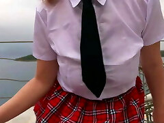 Ginger nymph Cheerleader does Seaside Dance