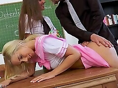 Naughty s Amirah Adara and Nesty smacked and humped by professor